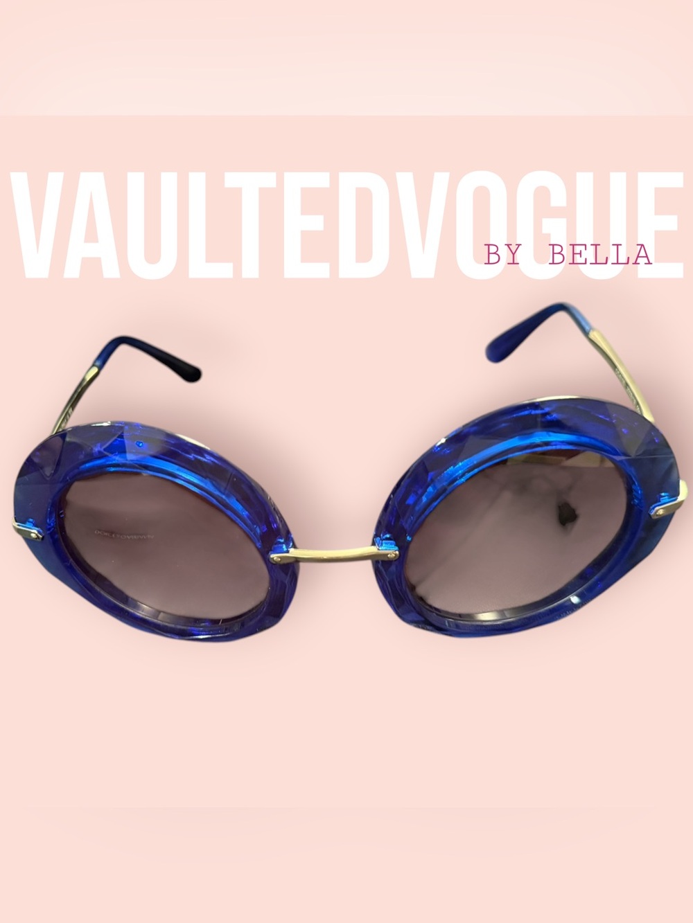 Dolce & Gabbana DG4190 Blue Lace Acetate Crystal Round Sunglasses - Picture 5 of 11
